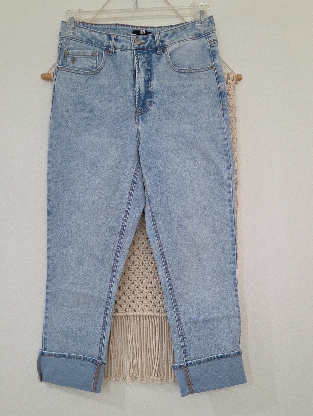 Frye Light Blue Cuffed Boyfriend Jeans